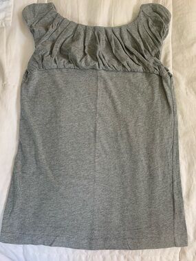 Club Monaco 100% Cotton Heather Gray Ruched Bust Tunic Top